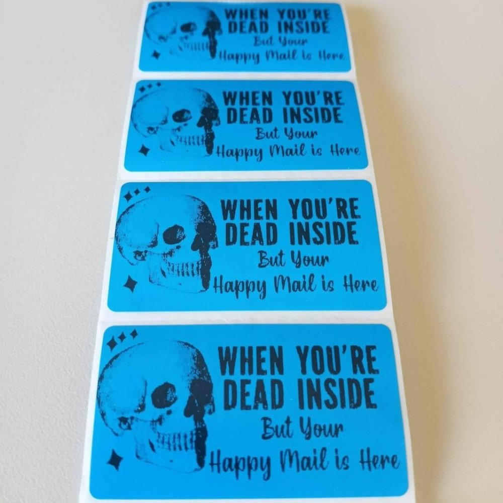 💙100 Skull Happy Mail- Shipping Labels Thermal Packaging Stickers 2.25"x1.25"💙